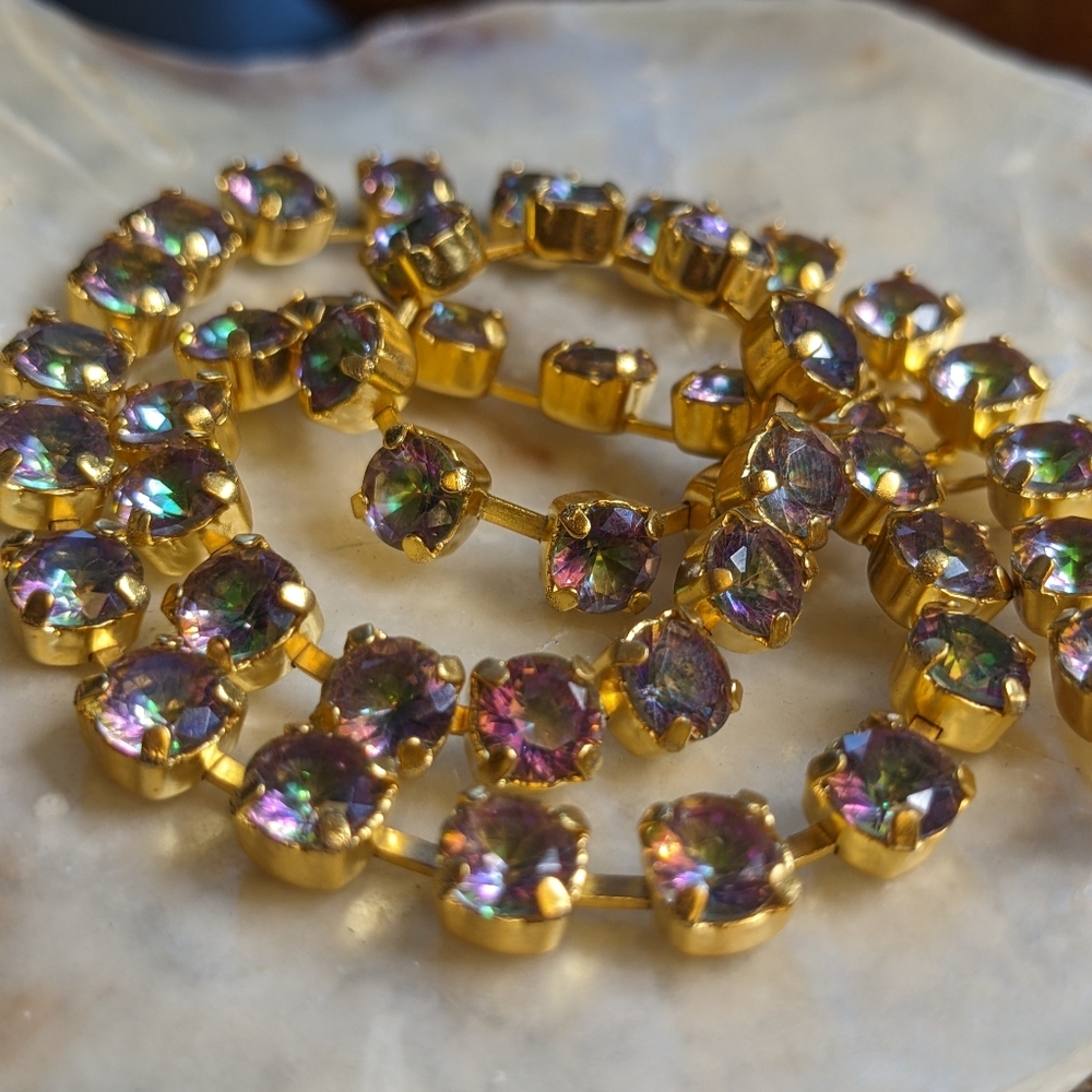 Genuine Mystic Topaz 1 Carat in 14K Gold Plated Necklace